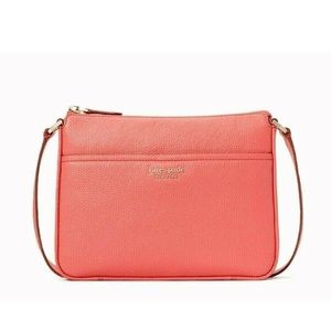 New Kate Spade Run Around Medium Crossbody Pebble Leather Peach Melba